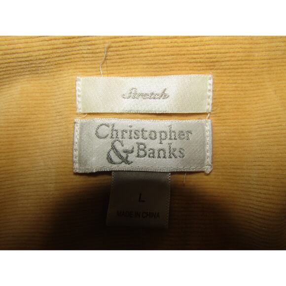 Vintage Christopher Banks Savannah L Yellow Corduroy Shirt Jacket Floral Sequins - Picture 5 of 9